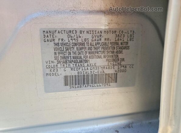 3N1AB7AP4GL667091 2016 NISSAN SENTRA Silver Engine compartment view