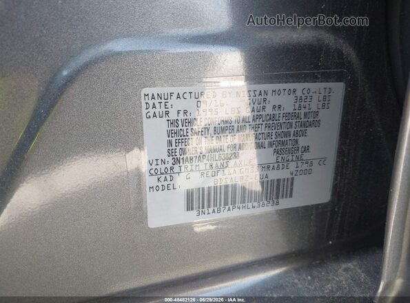 3N1AB7AP4HL638238 2017 NISSAN SENTRA Серый Вид подкапотного пространства