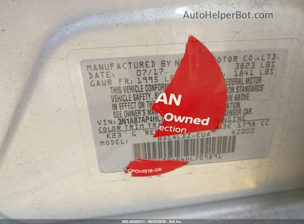 3N1AB7AP4HL709891 2017 NISSAN SENTRA Silver 