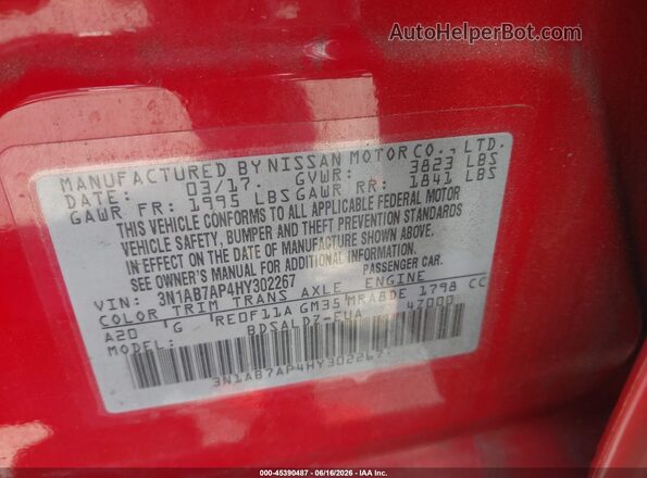 3N1AB7AP4HY302267 2017 NISSAN SENTRA Red Widok komory silnika