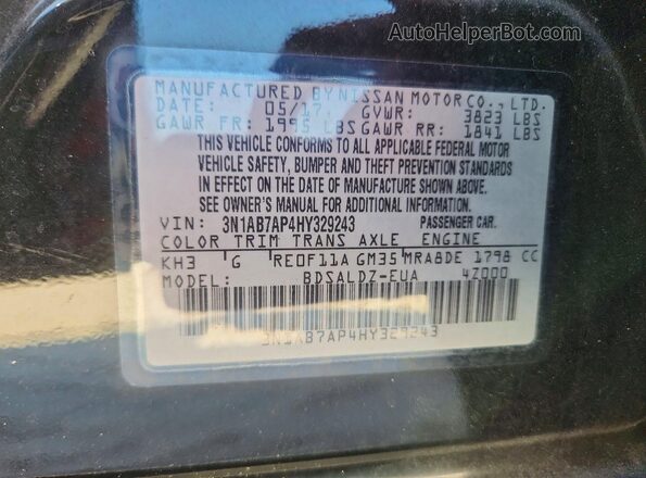 3N1AB7AP4HY329243 2017 NISSAN SENTRA Black 