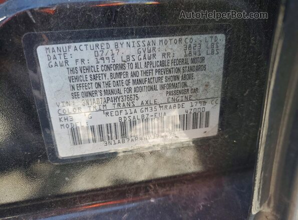 3N1AB7AP4HY376675 2017 NISSAN SENTRA Black Vista del compartimento del motor
