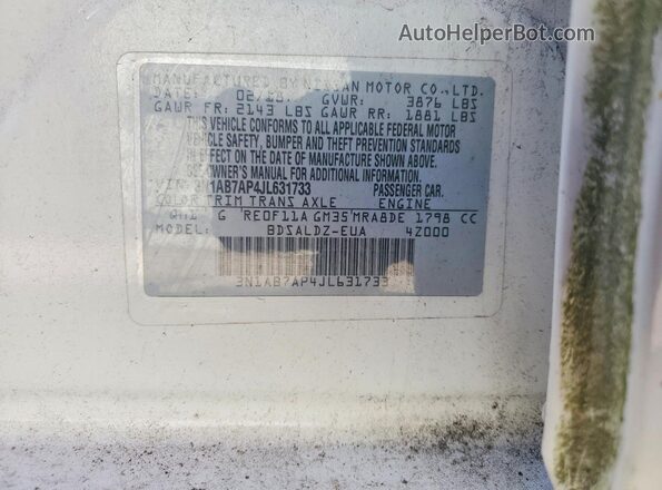 3N1AB7AP4JL631733 2018 NISSAN SENTRA White 