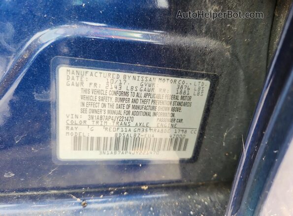 3N1AB7AP4JY221470 2018 NISSAN SENTRA Blue Вид підкапотного простору