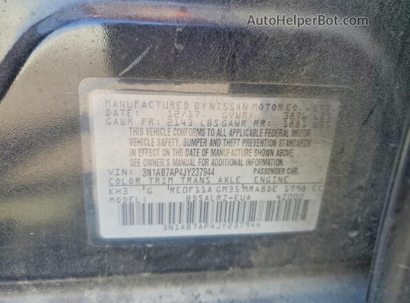 3N1AB7AP4JY237944 2018 NISSAN SENTRA Black Вид підкапотного простору