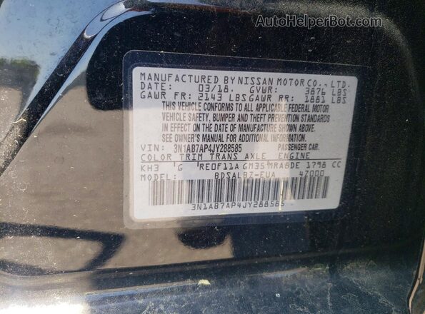 3N1AB7AP4JY288585 2018 NISSAN SENTRA Black Engine compartment view