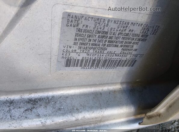 3N1AB7AP4KY225004 2019 NISSAN SENTRA Gray 