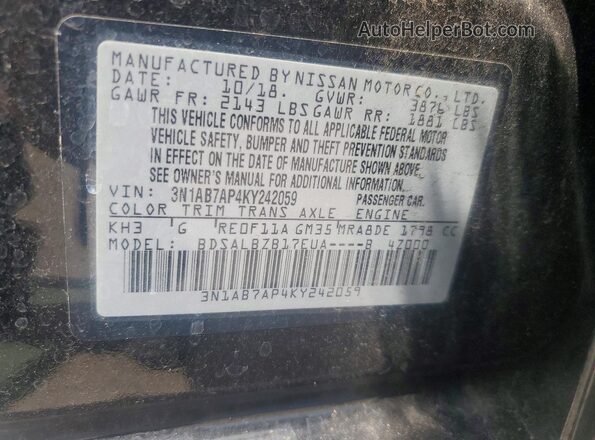 3N1AB7AP4KY242059 2019 NISSAN SENTRA Черный 