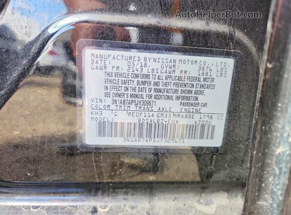 3N1AB7AP5JY309671 2018 NISSAN SENTRA Черный 