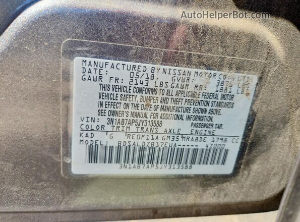 3N1AB7AP5JY313588 2018 NISSAN SENTRA Серый 