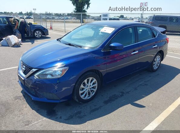 3N1AB7AP5KY437345 2019 NISSAN SENTRA Blue Առջևի ձախ երեք քառորդ տեսարան