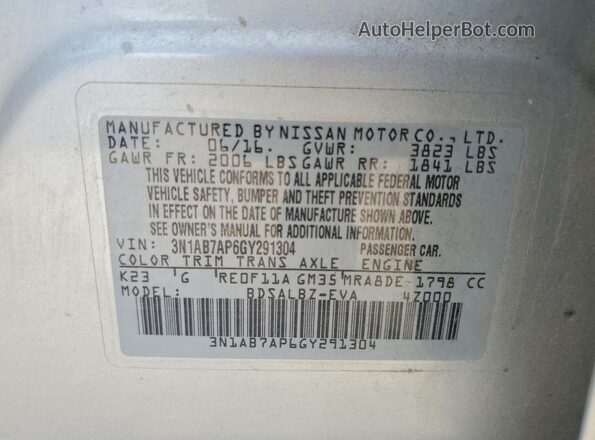 3N1AB7AP6GY291304 2016 NISSAN SENTRA Silver Вид підкапотного простору