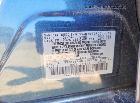 3N1AB7AP6GY302303 2016 NISSAN SENTRA Gray Вид підкапотного простору