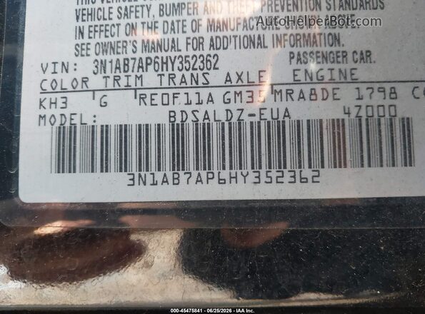 3N1AB7AP6HY352362 2017 NISSAN SENTRA Black Engine compartment view