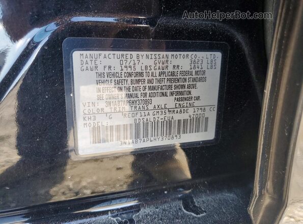 3N1AB7AP6HY370893 2017 NISSAN SENTRA Black Vista del compartimento del motor
