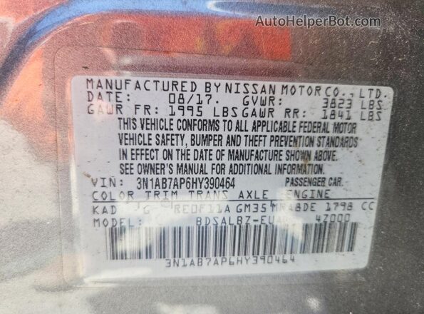 3N1AB7AP6HY390464 2017 NISSAN SENTRA Gray 
