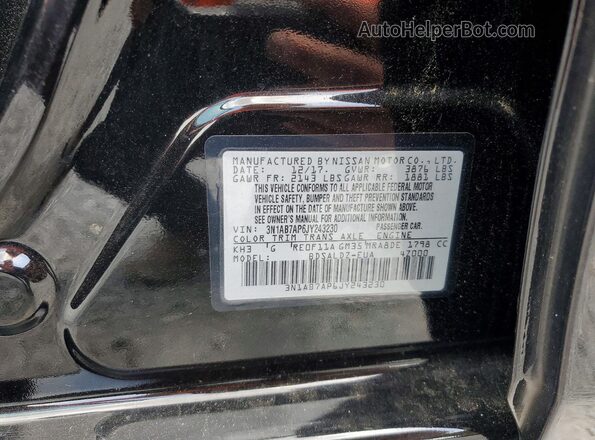 3N1AB7AP6JY243230 2018 NISSAN SENTRA Black Շարժիչի բաժամունքի տեսք