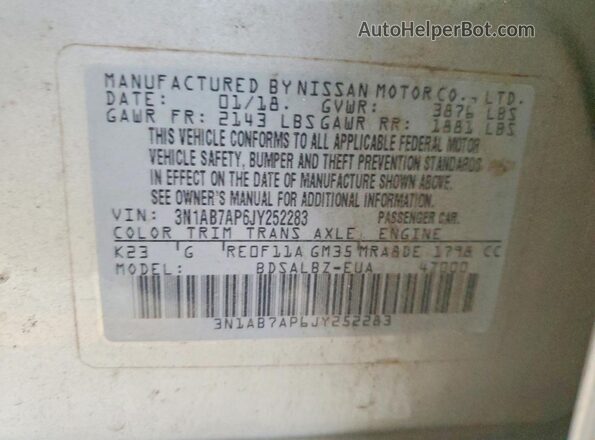 3N1AB7AP6JY252283 2018 NISSAN SENTRA Silver Engine compartment view
