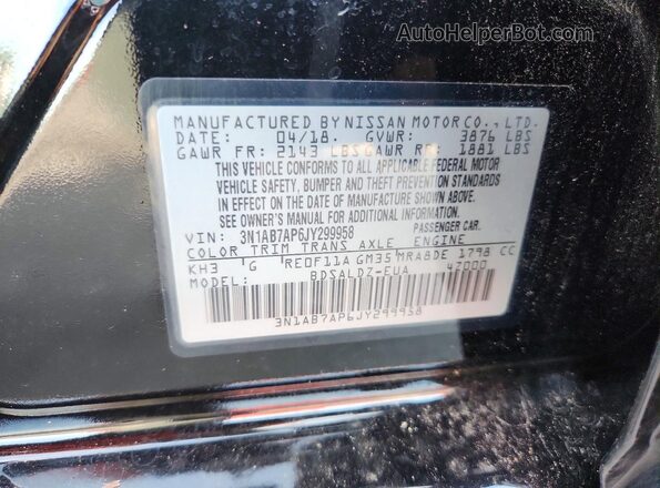 3N1AB7AP6JY299958 2018 NISSAN SENTRA Black 