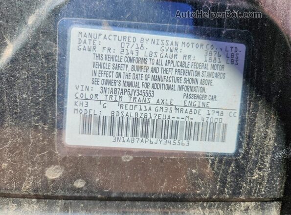 3N1AB7AP6JY345563 2018 NISSAN SENTRA Black Շարժիչի բաժամունքի տեսք