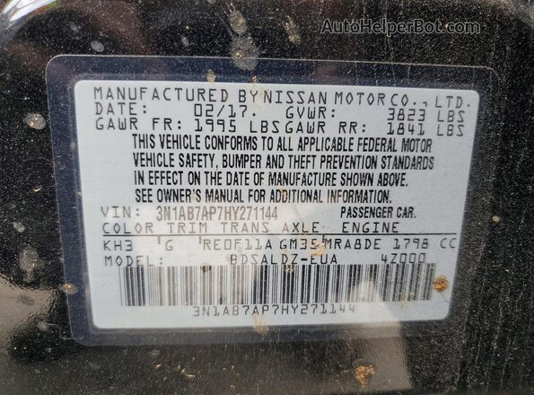 3N1AB7AP7HY271144 2017 NISSAN SENTRA Black Շարժիչի բաժամունքի տեսք