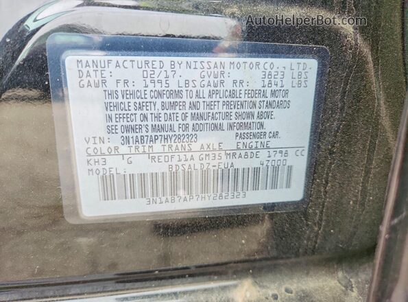 3N1AB7AP7HY282323 2017 NISSAN SENTRA Черный 