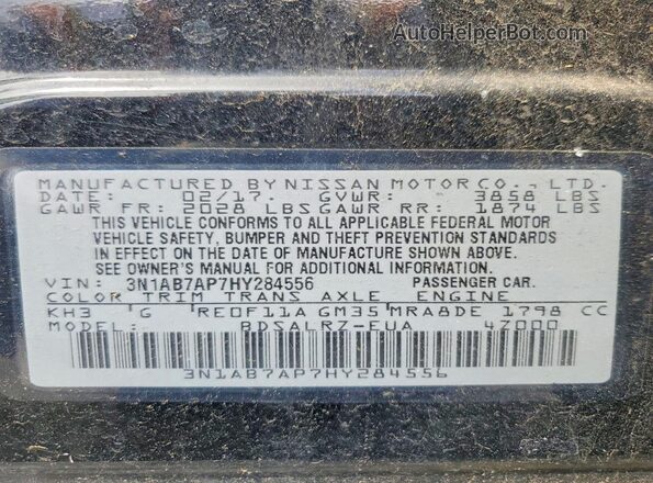 3N1AB7AP7HY284556 2017 NISSAN SENTRA Black Widok komory silnika