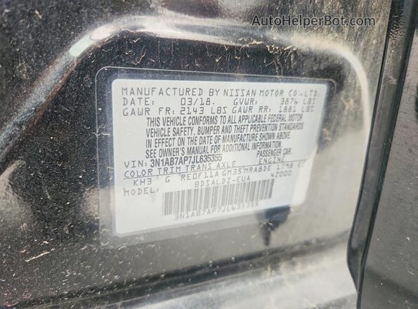 3N1AB7AP7JL635355 2018 NISSAN SENTRA Black Vista del compartimento del motor