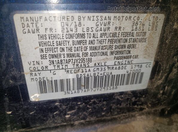 3N1AB7AP7JY295188 2018 NISSAN SENTRA Blue Widok komory silnika