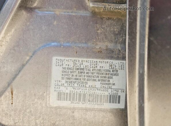 3N1AB7AP7JY335155 2018 NISSAN SENTRA Gray 
