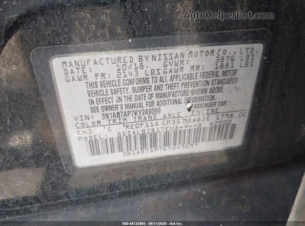 3N1AB7AP7KY249099 2019 NISSAN SENTRA Black Engine compartment view