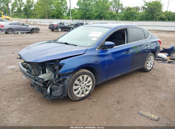 3N1AB7AP7KY370943 2019 NISSAN SENTRA Blue Передня ліва чверть