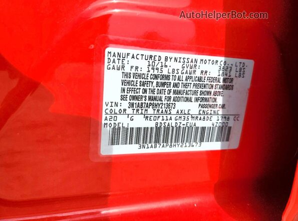 3N1AB7AP8HY213673 2017 NISSAN SENTRA Red 