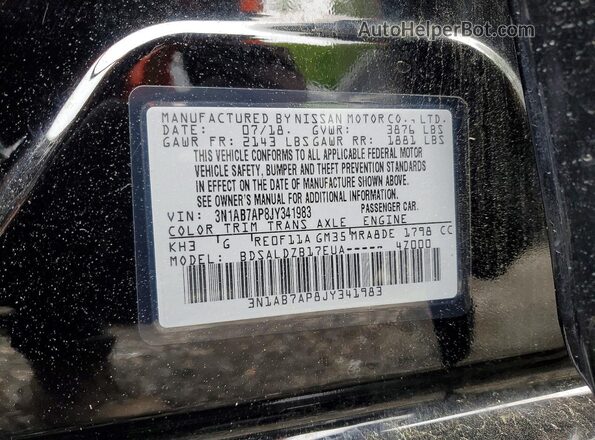 3N1AB7AP8JY341983 2018 NISSAN SENTRA Черный Вид наклейки с VIN-кодом