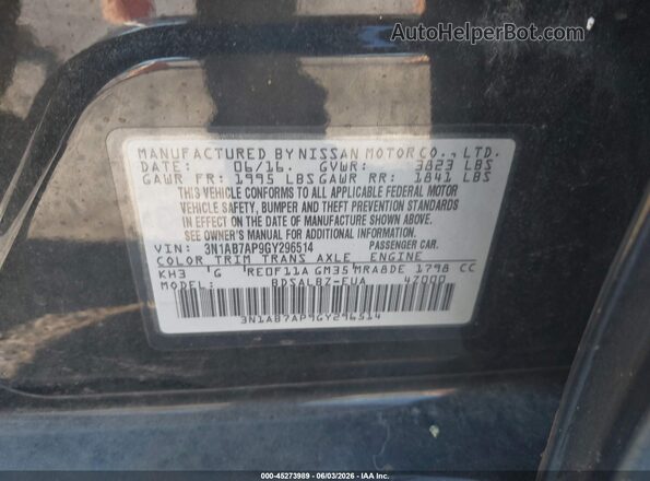 3N1AB7AP9GY296514 2016 NISSAN SENTRA Black Widok komory silnika