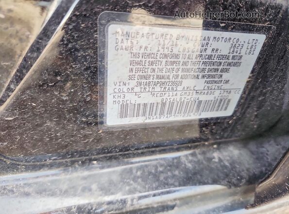 3N1AB7AP9HY236928 2017 NISSAN SENTRA Black VIN sticker view