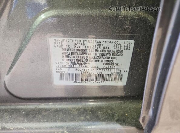 3N1AB7AP9JY266971 2018 NISSAN SENTRA Gray Vista del compartimento del motor