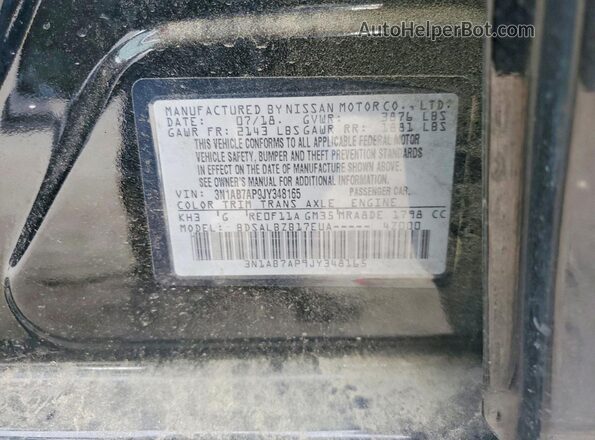 3N1AB7AP9JY348165 2018 NISSAN SENTRA Black Vista del compartimento del motor