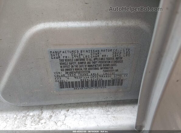 3N1AB7APXGY227234 2016 NISSAN SENTRA Silver Vista del compartimento del motor