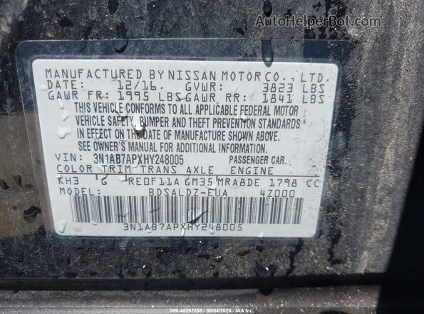 3N1AB7APXHY248005 2017 NISSAN SENTRA Black Vista del compartimento del motor