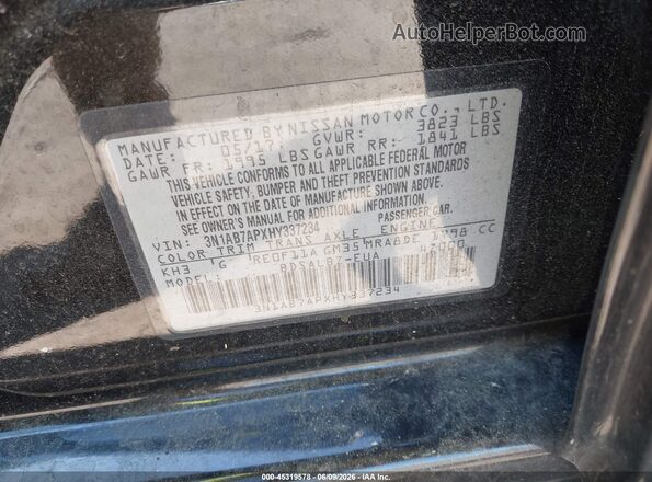 3N1AB7APXHY337234 2017 NISSAN SENTRA Black VIN კოდის სტიკერის ხედი