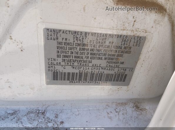 3N1AB7APXHY346144 2017 NISSAN SENTRA Белый Вид подкапотного пространства