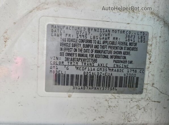 3N1AB7APXHY377586 2017 NISSAN SENTRA White Engine compartment view