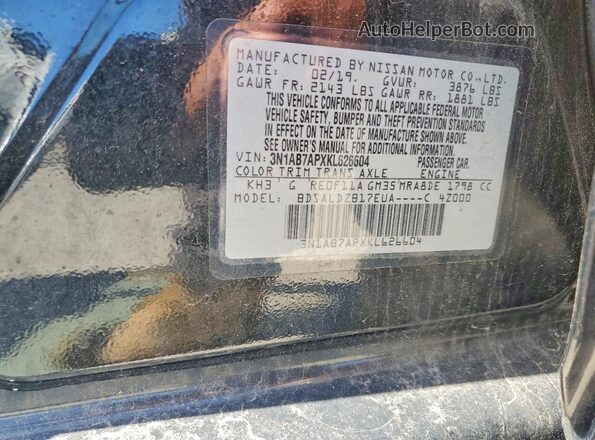 3N1AB7APXKL626604 2019 NISSAN SENTRA Black Вид наклейки з VIN-кодом