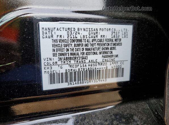 3N1AB8BV0RY319443 2024 NISSAN SENTRA Black Вид підкапотного простору