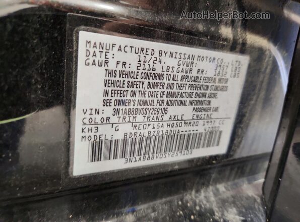 3N1AB8BV0SY259105 2025 NISSAN SENTRA Black Vista del compartimento del motor