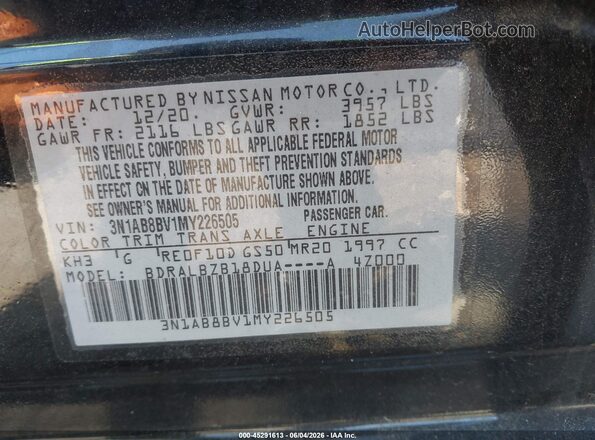 3N1AB8BV1MY226505 2021 NISSAN SENTRA Black ძრავის განყოფილების ხედი