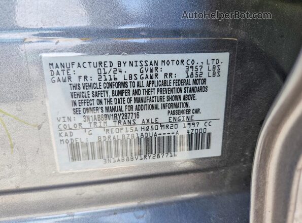 3N1AB8BV1RY287716 2024 NISSAN SENTRA Gray Вид підкапотного простору