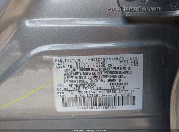 3N1AB8BV1RY388853 2024 NISSAN SENTRA Gray Engine compartment view