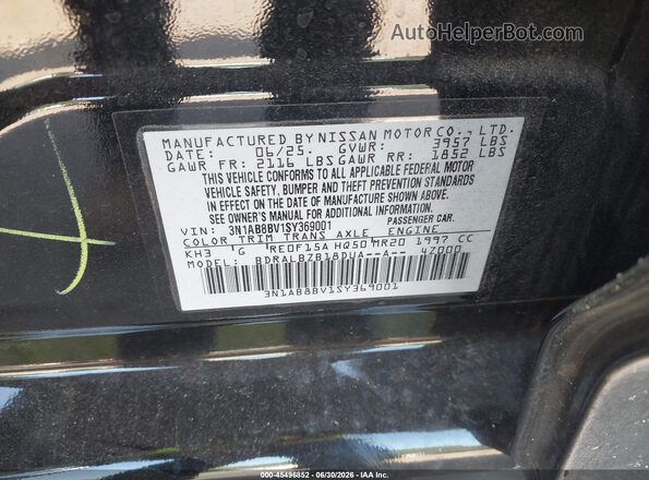 3N1AB8BV1SY369001 2025 NISSAN SENTRA Black Vista del compartimento del motor